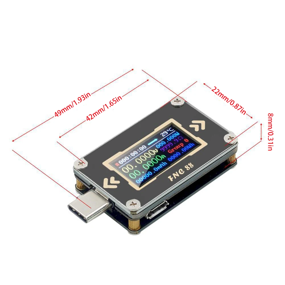 FNC88 Type-C PD trigger USB-C Voltmeter ammeter voltage 2 way Black current meter multimeter PD charger battery USB Tester
FNC88 Type-C PD trigger USB-C Voltmeter ammeter voltage 2 way Black current meter multimeter PD charger battery USB Tester