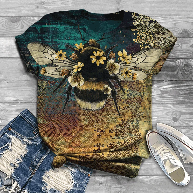2021 summer new 3D printing T-shirt bee printing ladies T-shirt printing casual T-shirt O-neck hip-hop short sleeve size
2021 summer new 3D printing T-shirt bee printing ladies T-shirt printing casual T-shirt O-neck hip-hop short sleeve size