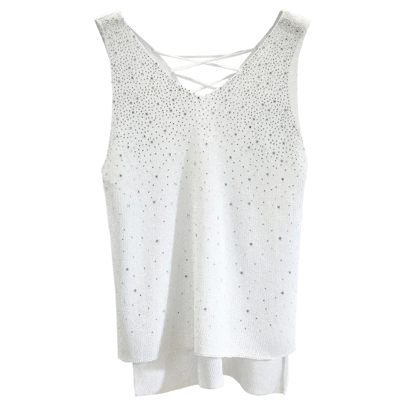 2020 Summer Top Women New Heavy Industry Hot Drilling Bright Ribbon Vest Female Irregular Sexy Backless Shirt Tanks
2020 Summer Top Women New Heavy Industry Hot Drilling Bright Ribbon Vest Female Irregular Sexy Backless Shirt Tanks