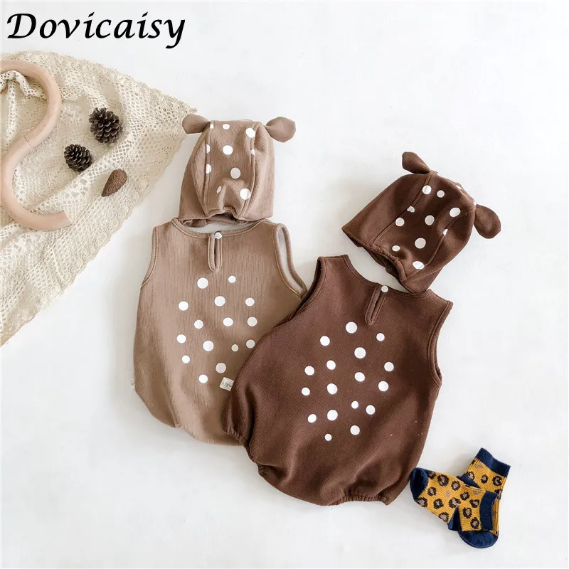 2020 Baby Clothes Autumn Rompers Sleeveless Bear Hooded Baby Onesie Dots Toddler Jumpsuit Unisex Toddler Girl Boy Clothes
2020 Baby Clothes Autumn Rompers Sleeveless Bear Hooded Baby Onesie Dots Toddler Jumpsuit Unisex Toddler Girl Boy Clothes