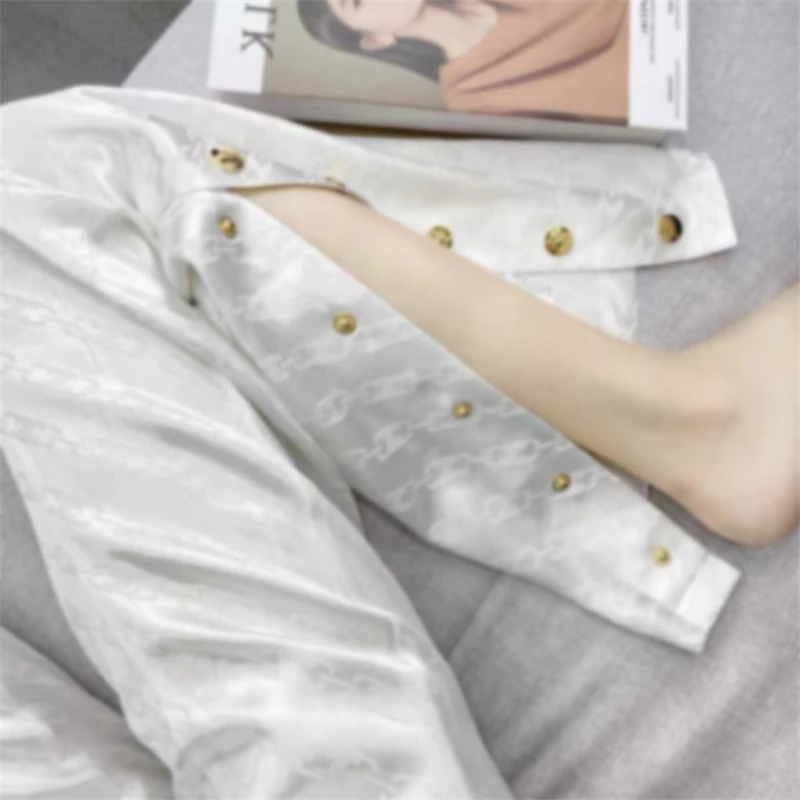 Ladies summer cool fashion high waist solid color split wide leg pants drape straight leg pants women casual trousers autumn
Ladies summer cool fashion high waist solid color split wide leg pants drape straight leg pants women casual trousers autumn