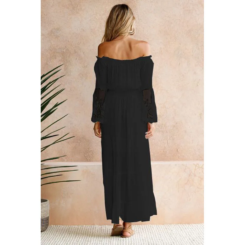 Spring Autumn Fashion Lace Patchwork Petal Sleeve Women's Maxi Dress 2021 Sexy Off Shoulder Tunic Empire Ladies Dresses Vestidos
Spring Autumn Fashion Lace Patchwork Petal Sleeve Women's Maxi Dress 2021 Sexy Off Shoulder Tunic Empire Ladies Dresses Vestidos
