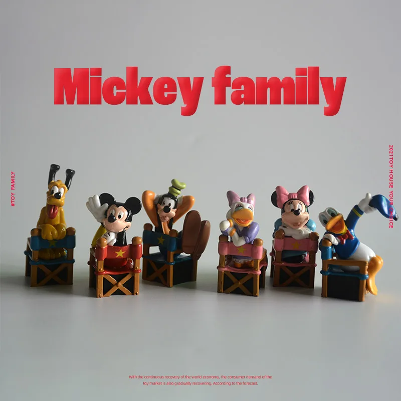 

6PCS 5cm Disney family Mickey Minnie Donald Duck Bruto doll decoration cartoon model