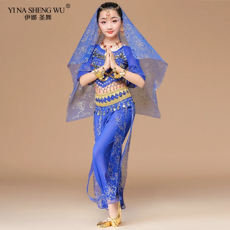Belly Dancing Children Set Bollywood Indian Outfits Gypsy Costumes India Dance Kids Clothes 5pcs (Headwear Veil Top Belt Pants)
Belly Dancing Children Set Bollywood Indian Outfits Gypsy Costumes India Dance Kids Clothes 5pcs (Headwear Veil Top Belt Pants)