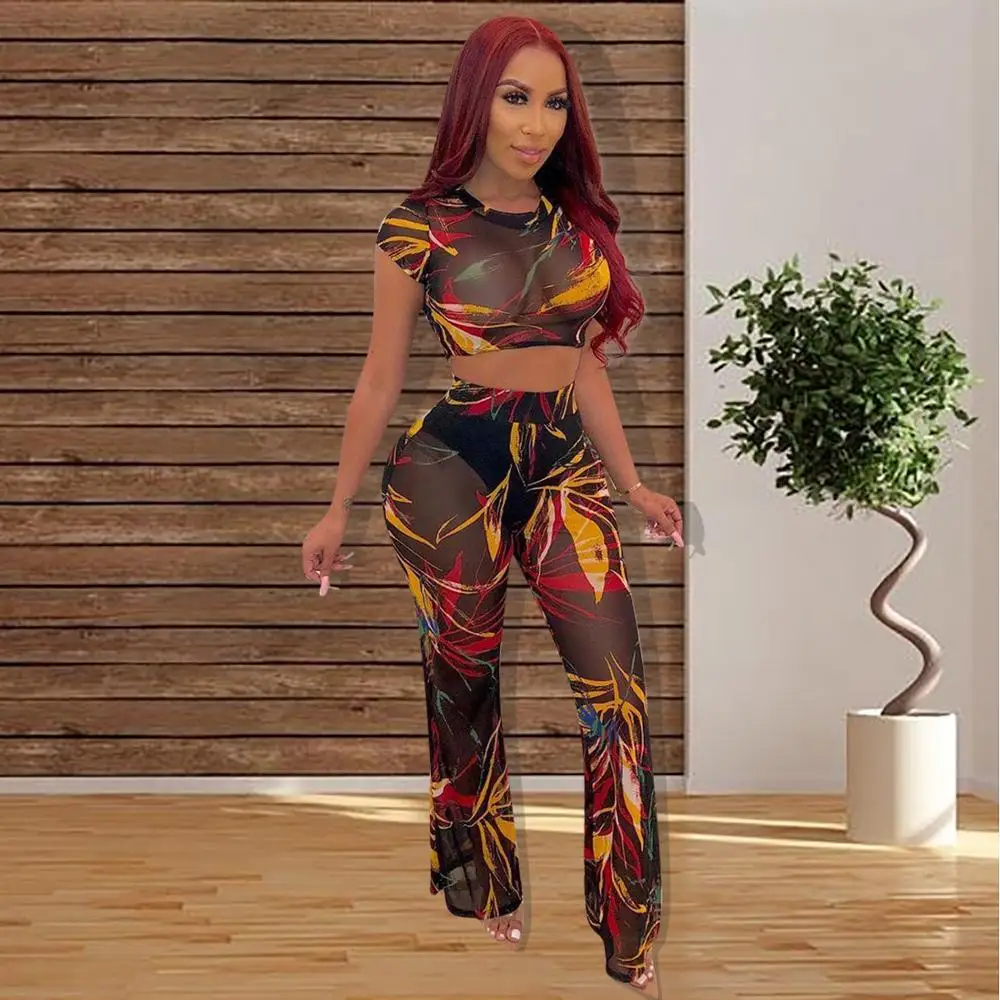 2019 Mesh Print Loose Pants Two Piece Outfits Summer Women O Neck Short Sleeve Crop Top Wide Trousers Black Plus Size Club Sets
2019 Mesh Print Loose Pants Two Piece Outfits Summer Women O Neck Short Sleeve Crop Top Wide Trousers Black Plus Size Club Sets