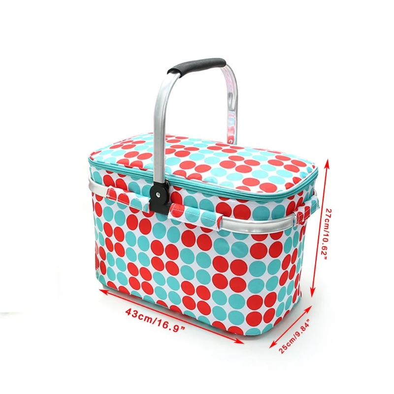 25L Outdoor Picnic Insulated Cooler Bag with Foldable Aluminum Handle Collapsible Waterproof Zippered Tote Basket Box 
25L Outdoor Picnic Insulated Cooler Bag with Foldable Aluminum Handle Collapsible Waterproof Zippered Tote Basket Box
