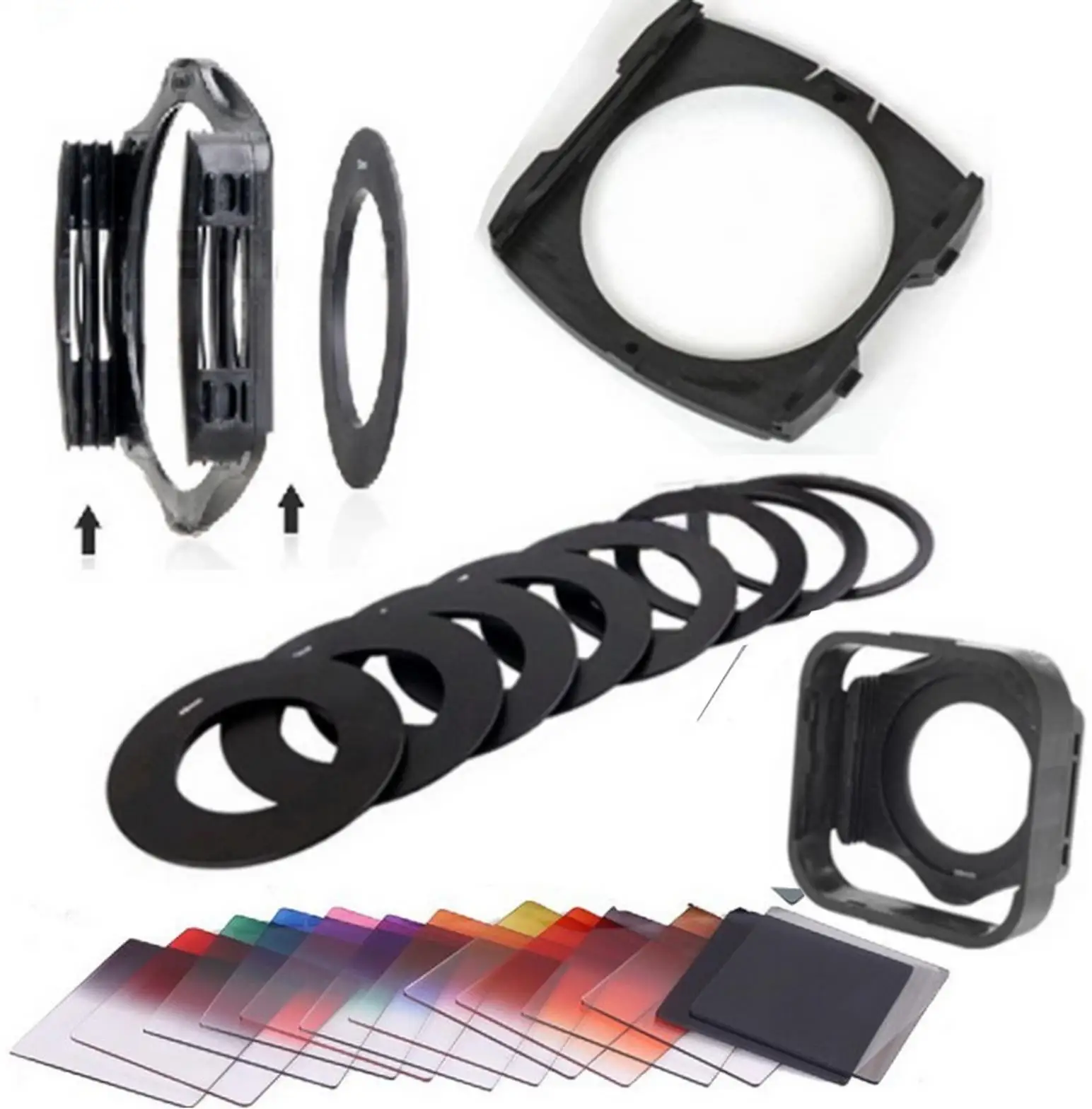 12pcs Graduated Color Filter+9 Adapter Ring+2 Holder+lens hood for Cokin P series Adapter
12pcs Graduated Color Filter+9 Adapter Ring+2 Holder+lens hood for Cokin P series Adapter