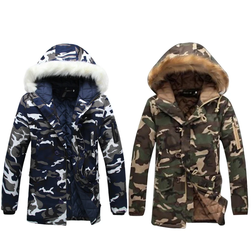 Vintage Jackets Men Thick Warm Camouflage Jackets Cotton Padded Hooded Faux Fur Collar Long Sleeve Male Coat
Vintage Jackets Men Thick Warm Camouflage Jackets Cotton Padded Hooded Faux Fur Collar Long Sleeve Male Coat
