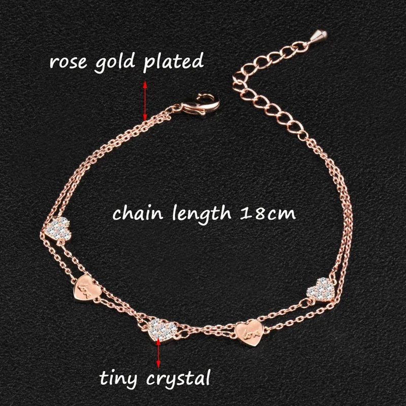 SINLEERY Heart On Chain Two Layer Adjustable Bracelet Rose Gold Color Tiny Crystal Inlay Women Bracelet Jewelry SL302 SSG
SINLEERY Heart On Chain Two Layer Adjustable Bracelet Rose Gold Color Tiny Crystal Inlay Women Bracelet Jewelry SL302 SSG