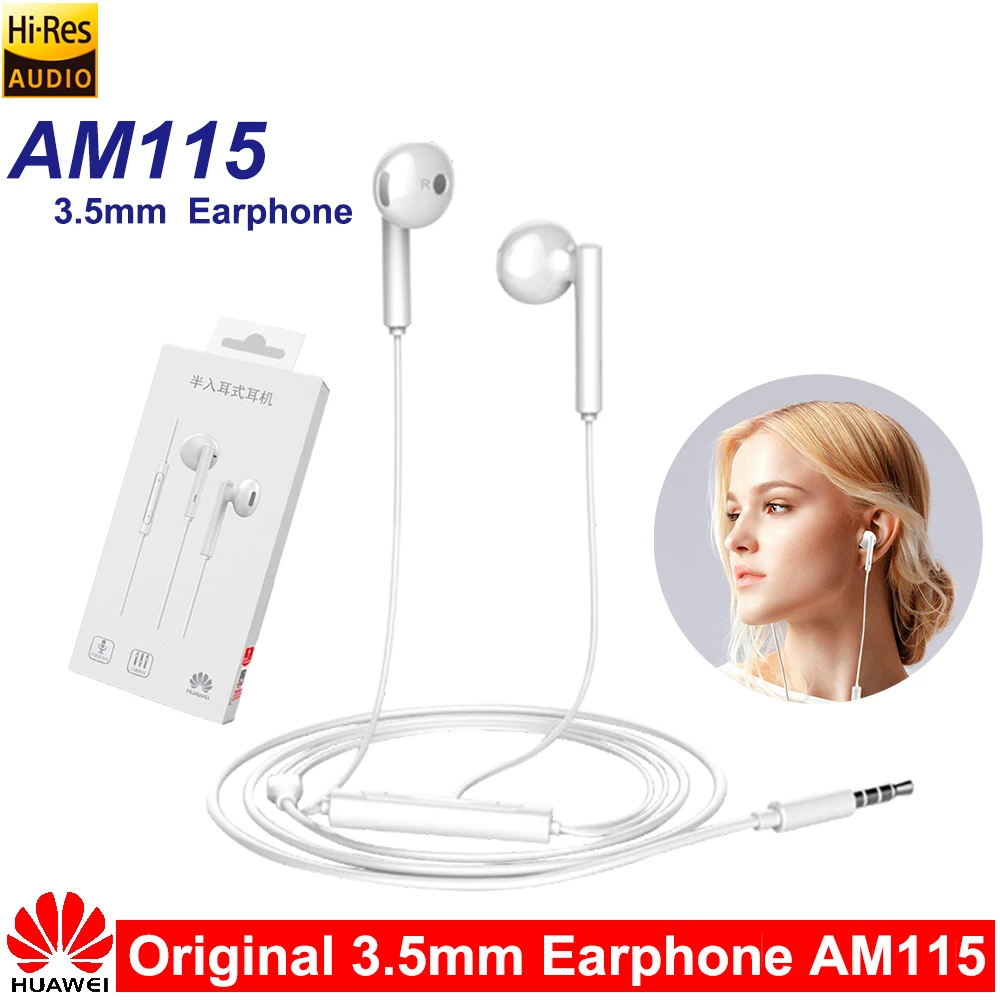 Оригинальные металлические наушники Huawei AM115 с микрофоном и регулировкой