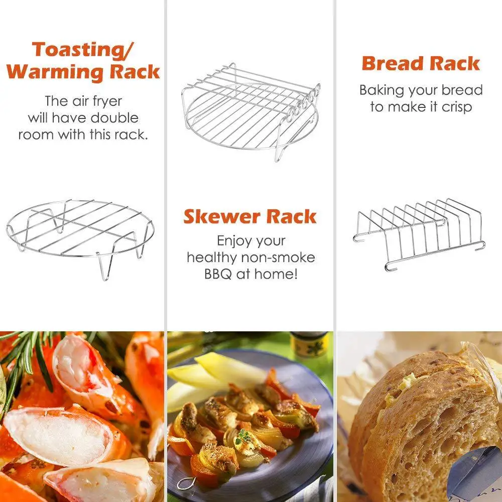 New Air Fryer Accessories 7 Inch for 5.8QT XL Air Fryer, Set of 9, Fit Airfryer 3.5QT-5.8QT, Air Fryer Accessories Set Kit Parts
New Air Fryer Accessories 7 Inch for 5.8QT XL Air Fryer, Set of 9, Fit Airfryer 3.5QT-5.8QT, Air Fryer Accessories Set Kit Parts