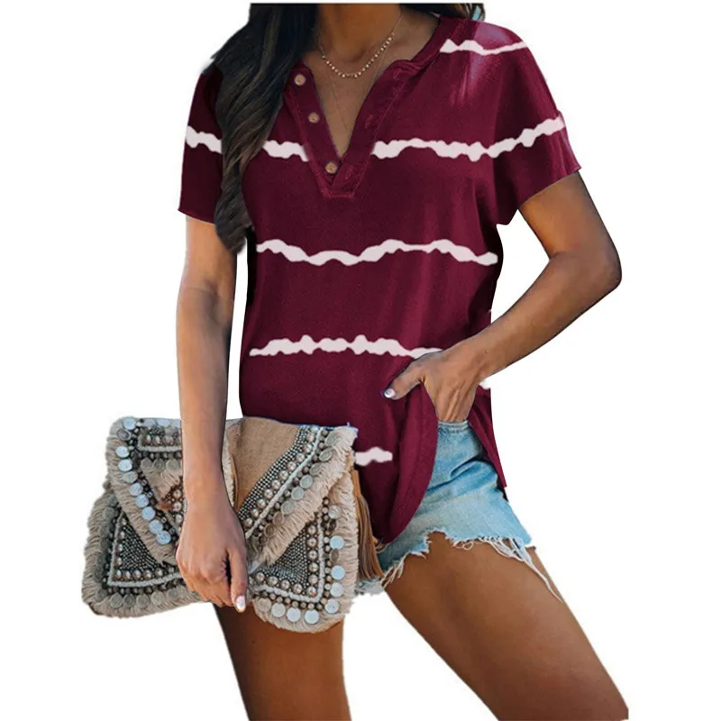 3XL Plus Size V-neck Women Tshirts Summer Striped Print Button Short Sleeve Loose Tees Streetwear Casual T shirt Pullovers Tops
3XL Plus Size V-neck Women Tshirts Summer Striped Print Button Short Sleeve Loose Tees Streetwear Casual T shirt Pullovers Tops