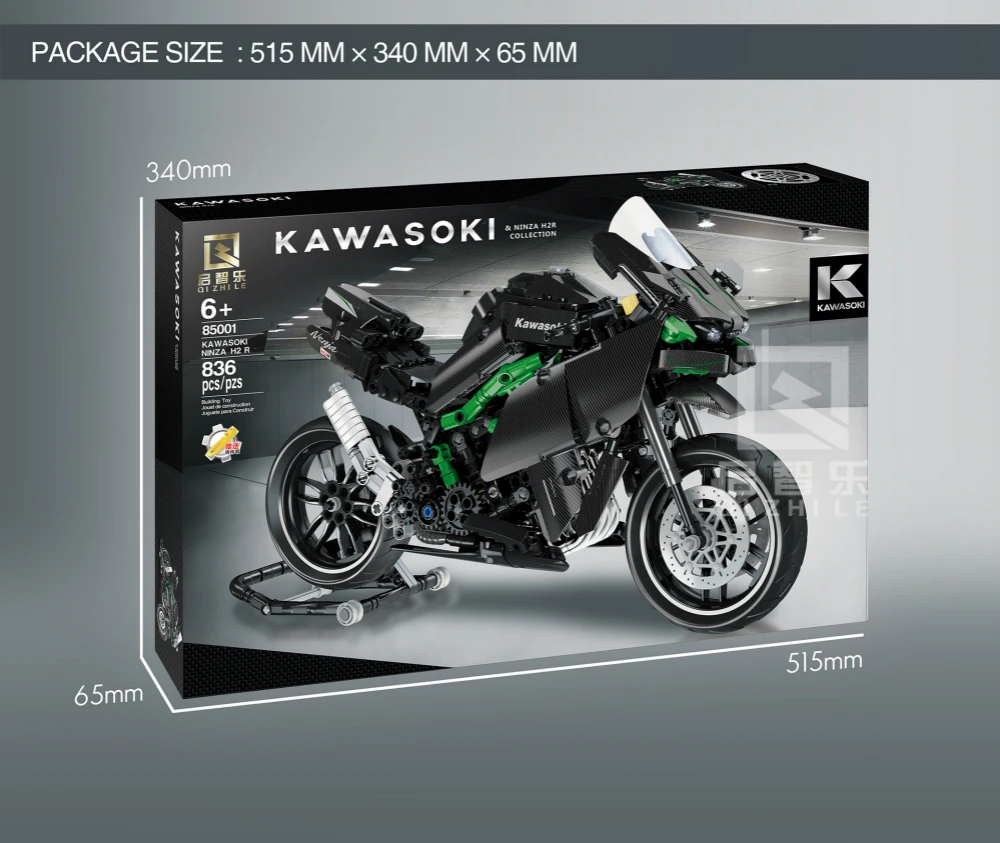 In Stock 85001 High-tech supercar series Classic Model MOC Kawasaki H2 Super Motor 1908PCS building block brick Creative Modular
In Stock 85001 High-tech supercar series Classic Model MOC Kawasaki H2 Super Motor 1908PCS building block brick Creative Modular