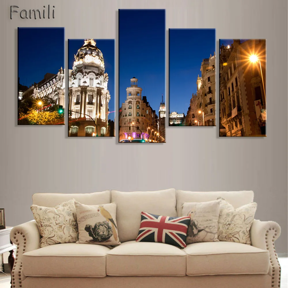

5Pieces/set Spain Printed Canvas Painting Banknotes Wall Art Posters Unframed Modular Paintings Hot Cuadros Decor HD Wall Pictu