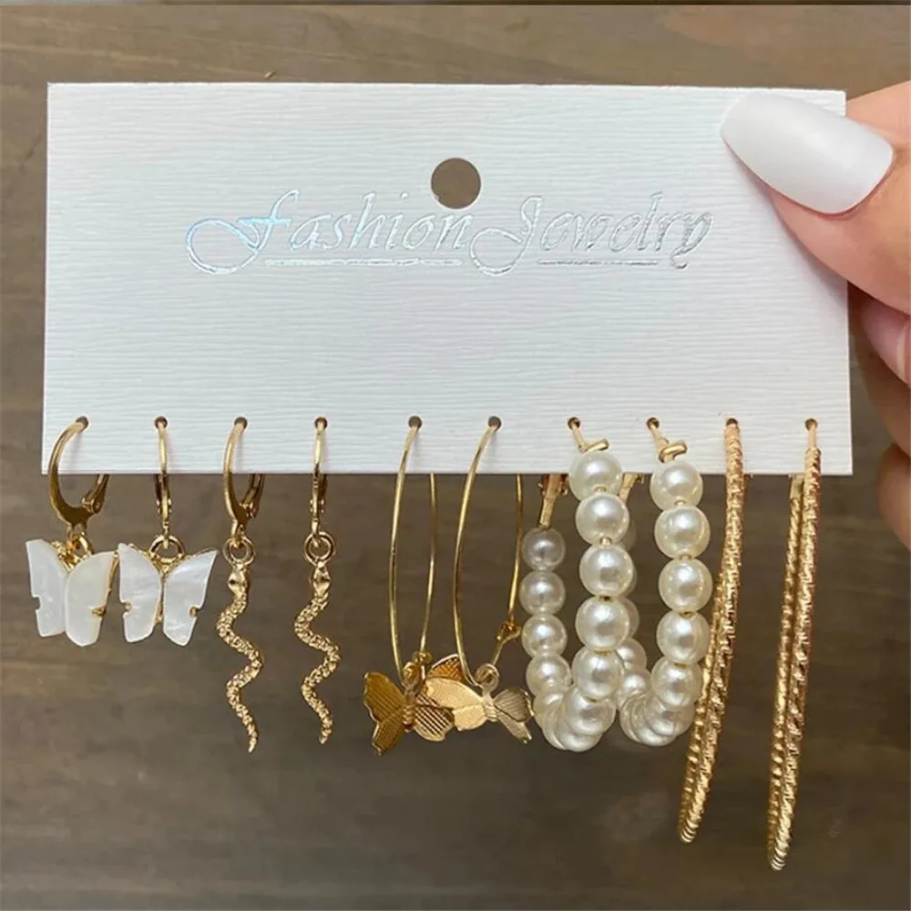 New Bohemian Gold Snake Butterfly Drop Earrings Set For Women Pearl Acrylic Dangle Earrings 2021 Trend Set of Earrings Jewelry
New Bohemian Gold Snake Butterfly Drop Earrings Set For Women Pearl Acrylic Dangle Earrings 2021 Trend Set of Earrings Jewelry