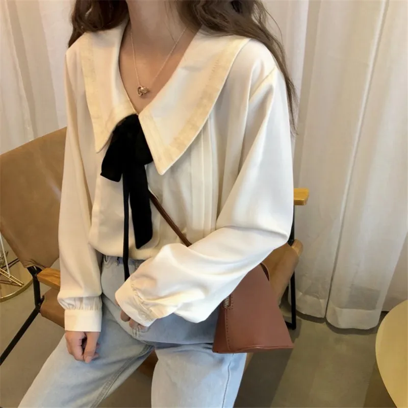 2020 NEW White Shirt Casual Wear Bow bandage Collar Long Sleeve Cotton Blouse white and black Feminina HOT Sale
2020 NEW White Shirt Casual Wear Bow bandage Collar Long Sleeve Cotton Blouse white and black Feminina HOT Sale