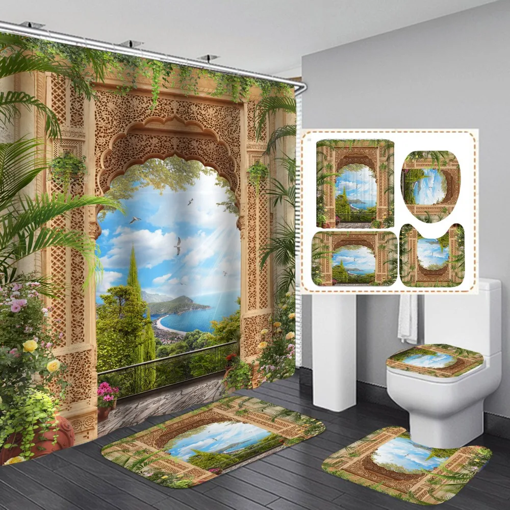 Outside The Window 3D Scenery Wooden Door Background Waterproof Shower Curtain Set With Non Slip Toilet Cover Rug Mat Home Decor
Outside The Window 3D Scenery Wooden Door Background Waterproof Shower Curtain Set With Non Slip Toilet Cover Rug Mat Home Decor