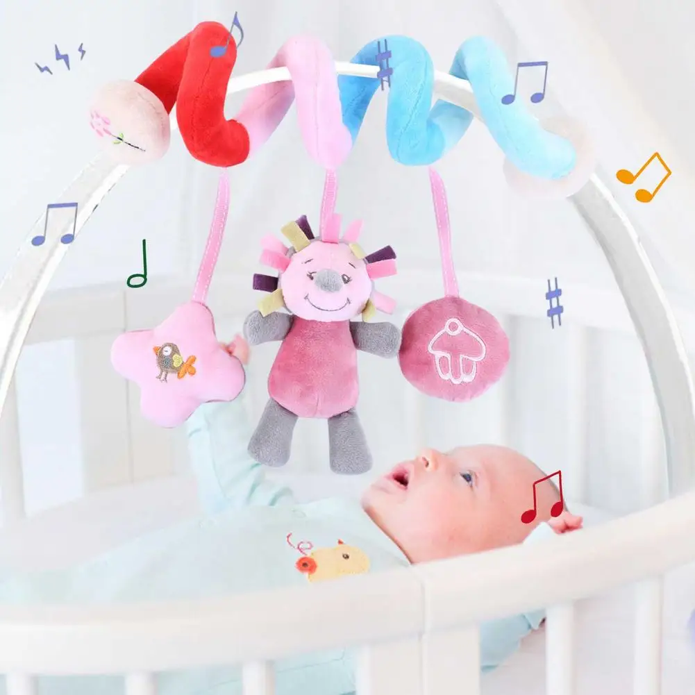 

Мягкие детские игрушки, музыкальная спираль подвеска на коляску кроватку, для детей 0-12 месяцев, сенсорная развивающая игрушка для погремуш...
