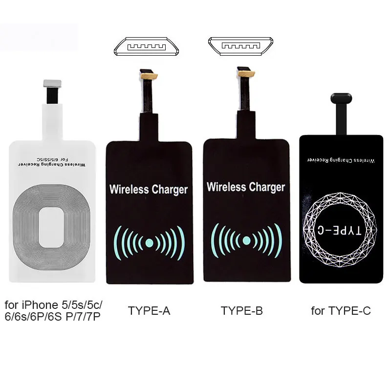 Для Andriod Type C Qi Беспроводное зарядное устройство приемник катушка для Iphone 5 5s Se 6 6s