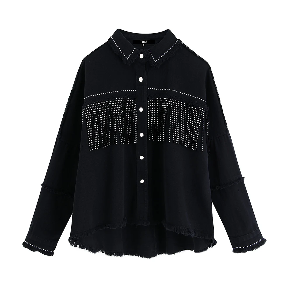 Women Stylish Tassel Beaded Oversized Denim Jacket Coat Vintage Fashion Long Sleeve Frayed Trim Outerwear Chic Loose Tops
Women Stylish Tassel Beaded Oversized Denim Jacket Coat Vintage Fashion Long Sleeve Frayed Trim Outerwear Chic Loose Tops