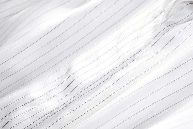 Women's 100% Mulberry Silk Satin Silk White Stripe Button down long sleeve shirt Top Blouse Collared office work JN591
Women's 100% Mulberry Silk Satin Silk White Stripe Button down long sleeve shirt Top Blouse Collared office work JN591