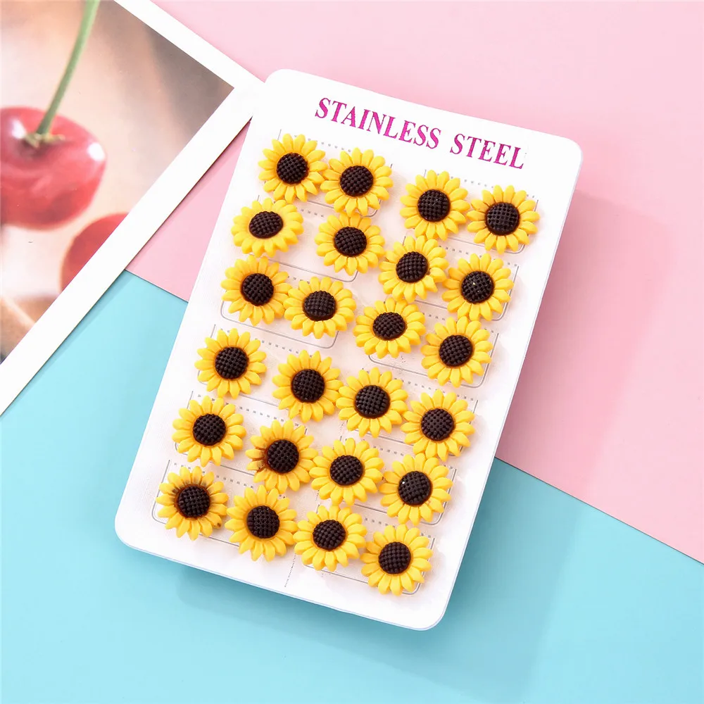24Pcs/lot Women Daisy Sunflower Stud Earring Set Stainless Steel Acrylic Earrings Jewelry Valentine's Day Gift
24Pcs/lot Women Daisy Sunflower Stud Earring Set Stainless Steel Acrylic Earrings Jewelry Valentine's Day Gift