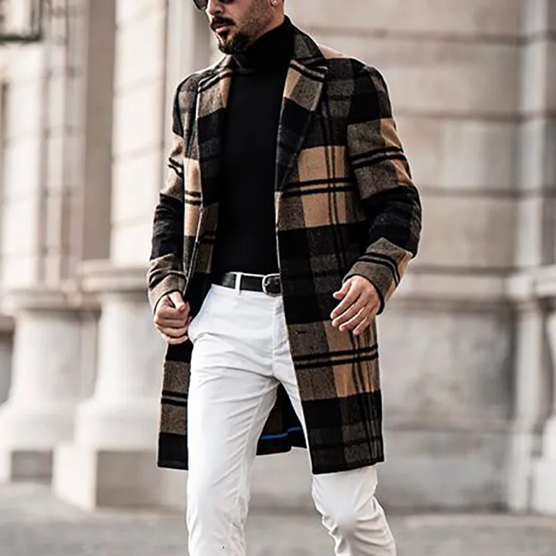 Men's Coats Autumn Casual Mid-long Woolen Cloth Coat Man Slim Fashion Streetwear Plaid Trench Coat Men 2022 Long Overcoat Men
Men's Coats Autumn Casual Mid-long Woolen Cloth Coat Man Slim Fashion Streetwear Plaid Trench Coat Men 2022 Long Overcoat Men
