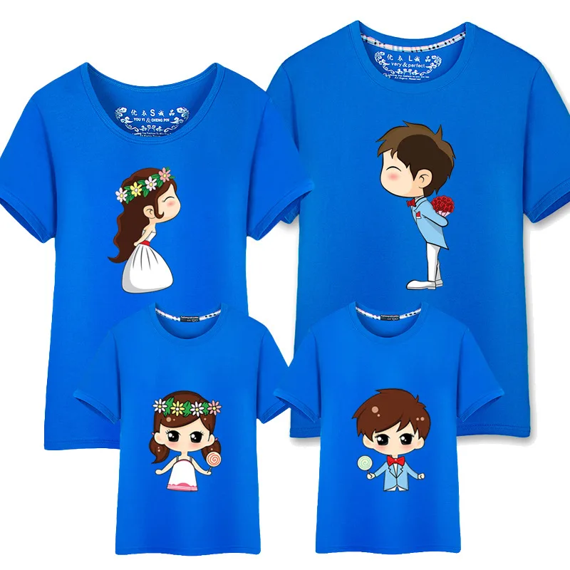 Matching Shirts for Couples Mama Mom And Daughter Father Son Family Outfits For Wedding Lovely Ladies Summer T-shirts | Мать и ребенок