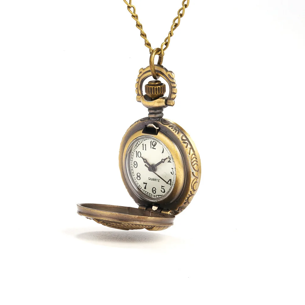 (3068)12 шт./лот винтажные бронзовые карманные часы с резными цветами ожерелья на