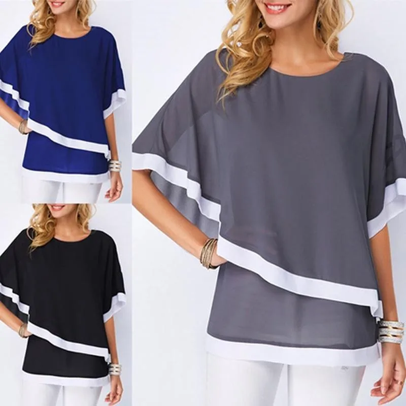 Blouses For Women Patchwork Double Layer Tops Casual Batwing Tunic 2022 Autumn Chiffon Shirts
Blouses For Women Patchwork Double Layer Tops Casual Batwing Tunic 2022 Autumn Chiffon Shirts