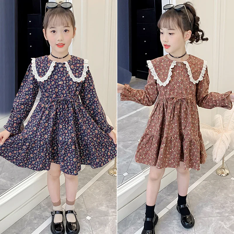 Kids Dresses For Girls Autumn New Teenager Sweet Floral Large Lapel Long-Sleeved Dress Children Clothing
Kids Dresses For Girls Autumn New Teenager Sweet Floral Large Lapel Long-Sleeved Dress Children Clothing