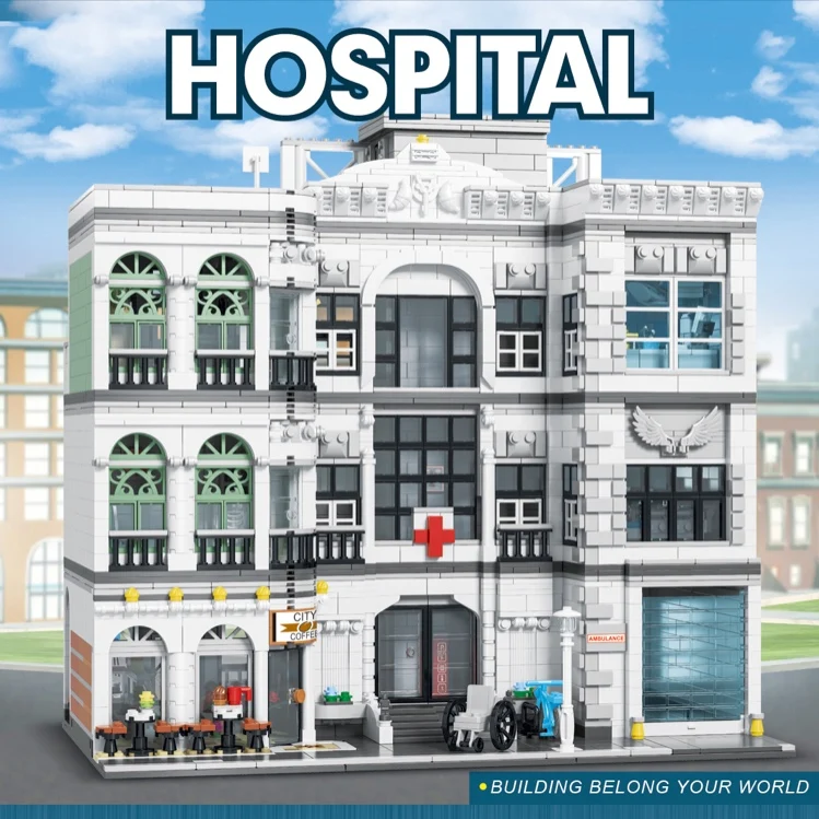 Город МОС Streetview серия больничные кирпичи квадратные почтовые MOC 22101 модульные