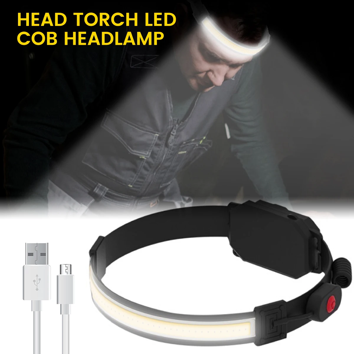 Светодиодный налобный фонарь с COB матрицей, налобный фонарь с широким углом обзора 120 °, 3 режима освещения, фонарь с USB-зарядкой, Предупрежден... 
Светодиодный налобный фонарь с COB матрицей, налобный фонарь с широким углом обзора 120 °, 3 режима освещения, фонарь с USB-зарядкой, Предупрежден...