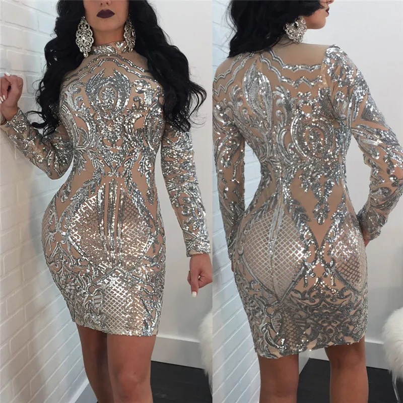 Women Long Sleeve Sequin Dress Elegant Sexy Night Club Celebrity Glitter Party Dress Autumn Winter Silver Sparkly Bodycon Dress
Women Long Sleeve Sequin Dress Elegant Sexy Night Club Celebrity Glitter Party Dress Autumn Winter Silver Sparkly Bodycon Dress
