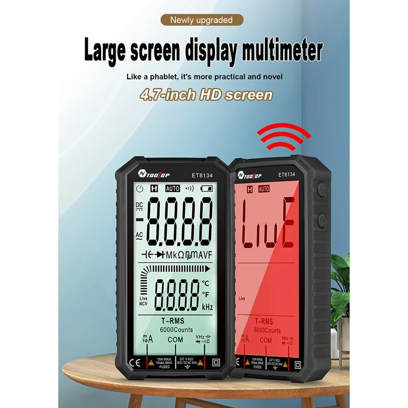 TOOLTOP ET8134 4.7 Inch LCD Multimeter Direct Current Voltage Current Measurement Capacitance Resistance Measuring
TOOLTOP ET8134 4.7 Inch LCD Multimeter Direct Current Voltage Current Measurement Capacitance Resistance Measuring