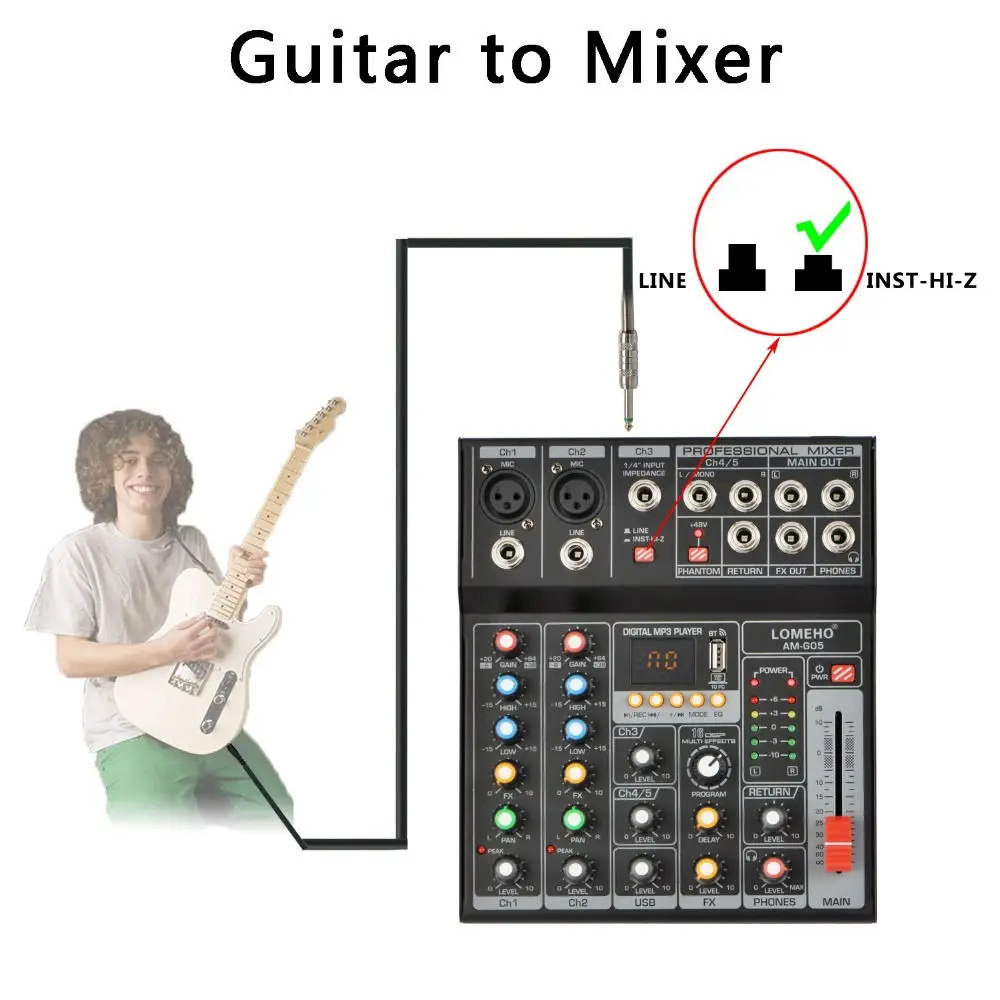 AM-G05 Bluetooth USB Record PC Playback Record 4 Channels Guitar Input 2 Mono 1 Stereo Professional USB Audio Mixer
AM-G05 Bluetooth USB Record PC Playback Record 4 Channels Guitar Input 2 Mono 1 Stereo Professional USB Audio Mixer