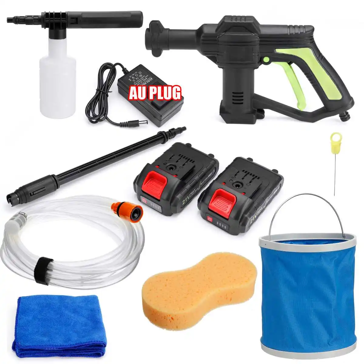 NEW 21V Electric Cordless Car Washer Spray Gun 110PSI High Pressure 1/4" Nozzle Hose Cleaner Cleaning Kit
NEW 21V Electric Cordless Car Washer Spray Gun 110PSI High Pressure 1/4" Nozzle Hose Cleaner Cleaning Kit