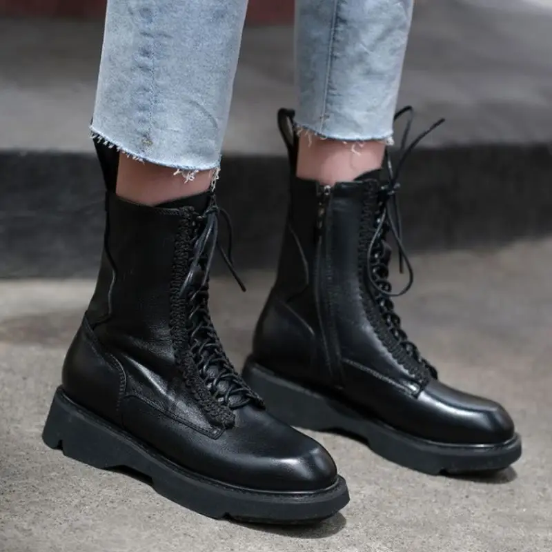 TAOFFEN Woman Ankle Boots Genuine Leather Flat Heel Woman Winter Shoes Cool Short Boots Woman Footwear Size 34-39
TAOFFEN Woman Ankle Boots Genuine Leather Flat Heel Woman Winter Shoes Cool Short Boots Woman Footwear Size 34-39
