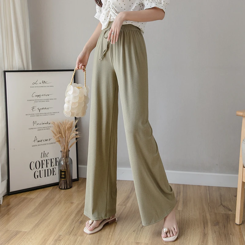 2020 Summer Wide Leg Pants Trousers Female Elegant Solid Color Elastic Waist Loose Straight High Waist Pants Women Casual Pants
2020 Summer Wide Leg Pants Trousers Female Elegant Solid Color Elastic Waist Loose Straight High Waist Pants Women Casual Pants