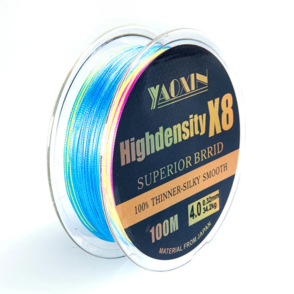 

100M 8 Strands Braided Colorful Fishing Line 18-88LB Abrasion Resistant Superline Durable PE Buoyant Fishing Lines