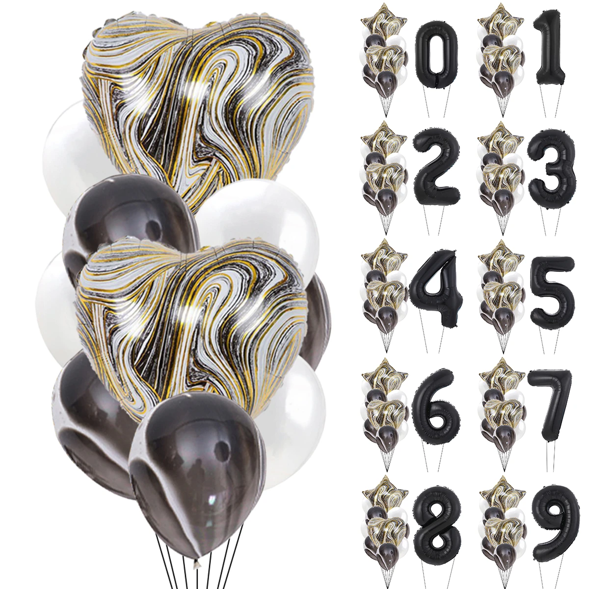 32inch Digital Balloons Agate Black Gold Helium foil Marble Happy Birthday Valentine's Day Wedding BabyShower Party Decoration
32inch Digital Balloons Agate Black Gold Helium foil Marble Happy Birthday Valentine's Day Wedding BabyShower Party Decoration