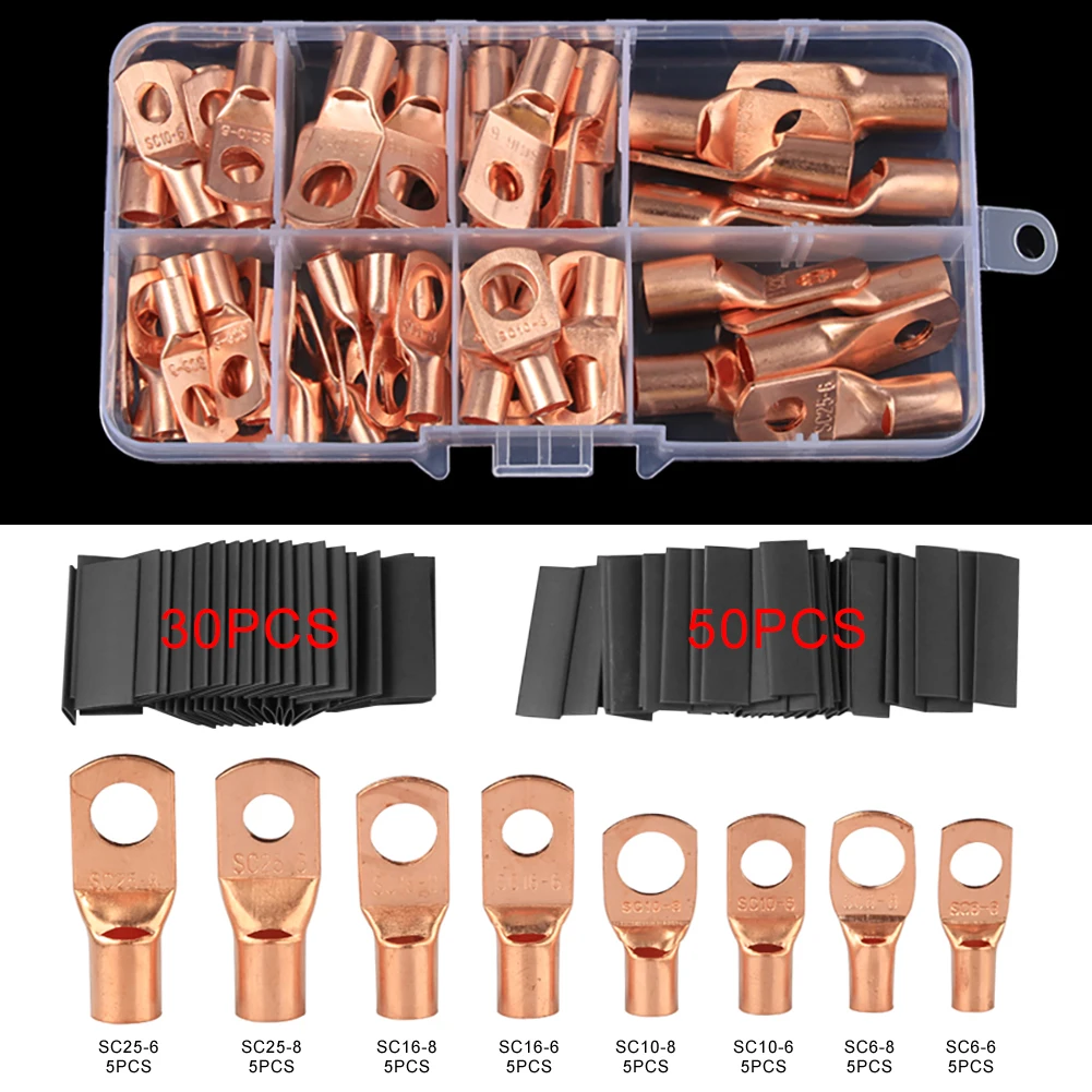 140PCS Copper Wire Lugs with Heat Shrink Set 60Pcs SC Ring Terminal Bare Connectors Heat Shrink Tubing with Storage Case
140PCS Copper Wire Lugs with Heat Shrink Set 60Pcs SC Ring Terminal Bare Connectors Heat Shrink Tubing with Storage Case