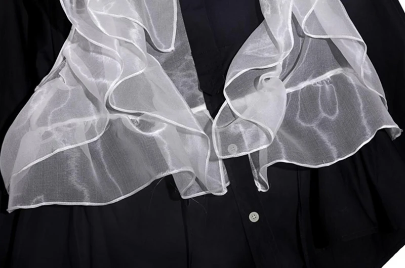 VGH Vintage Patchwork Ruffle Blouse For Women Lapel Long Sleeve Hit Color Elegant Shirt Female Fashion New Clothing 2021 Tide
VGH Vintage Patchwork Ruffle Blouse For Women Lapel Long Sleeve Hit Color Elegant Shirt Female Fashion New Clothing 2021 Tide