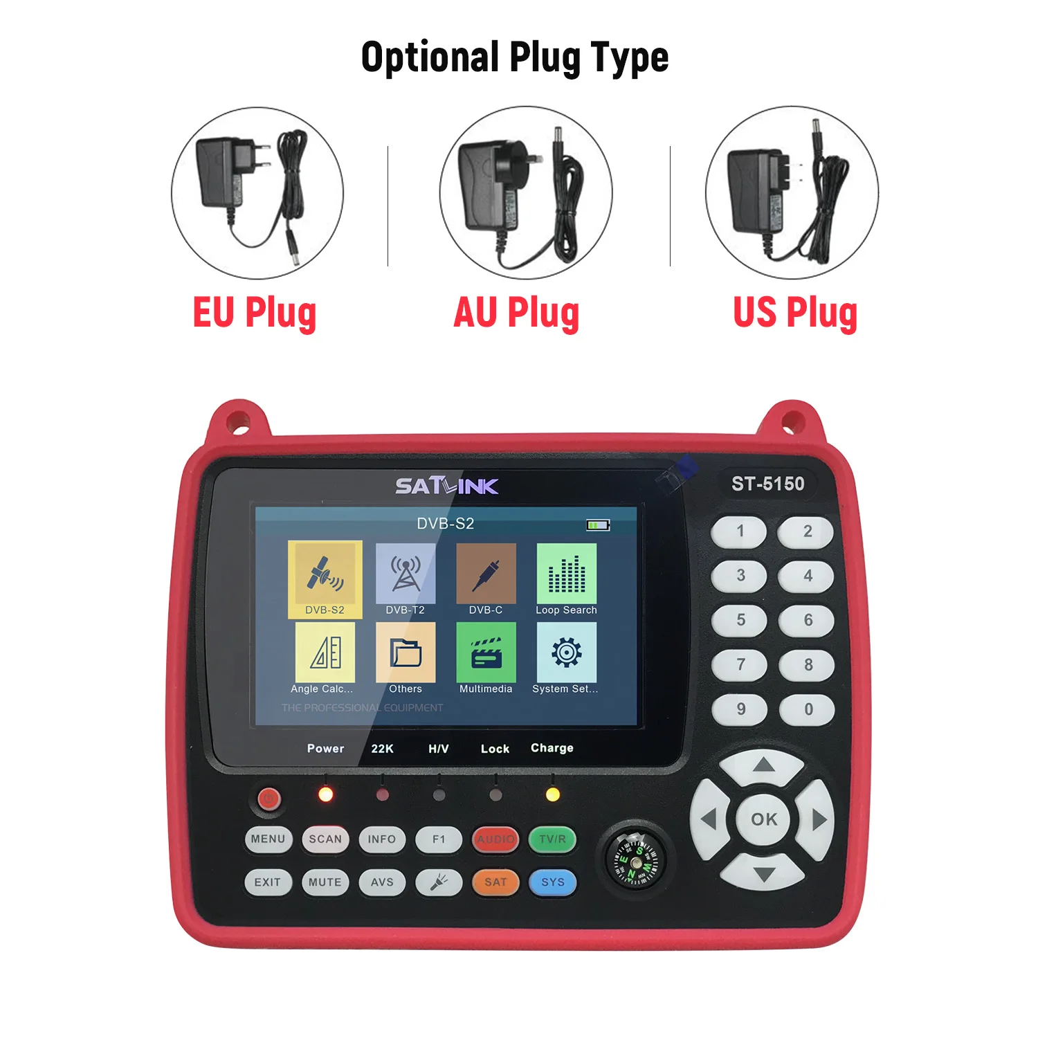 ST-5150 DVB-S2/T2/C COMBO HD 4.3 In TFT LCD Satellite TV Signal Finder Digital Signal Meter Satellite Finder H.265 HEVC MPEG-4
ST-5150 DVB-S2/T2/C COMBO HD 4.3 In TFT LCD Satellite TV Signal Finder Digital Signal Meter Satellite Finder H.265 HEVC MPEG-4