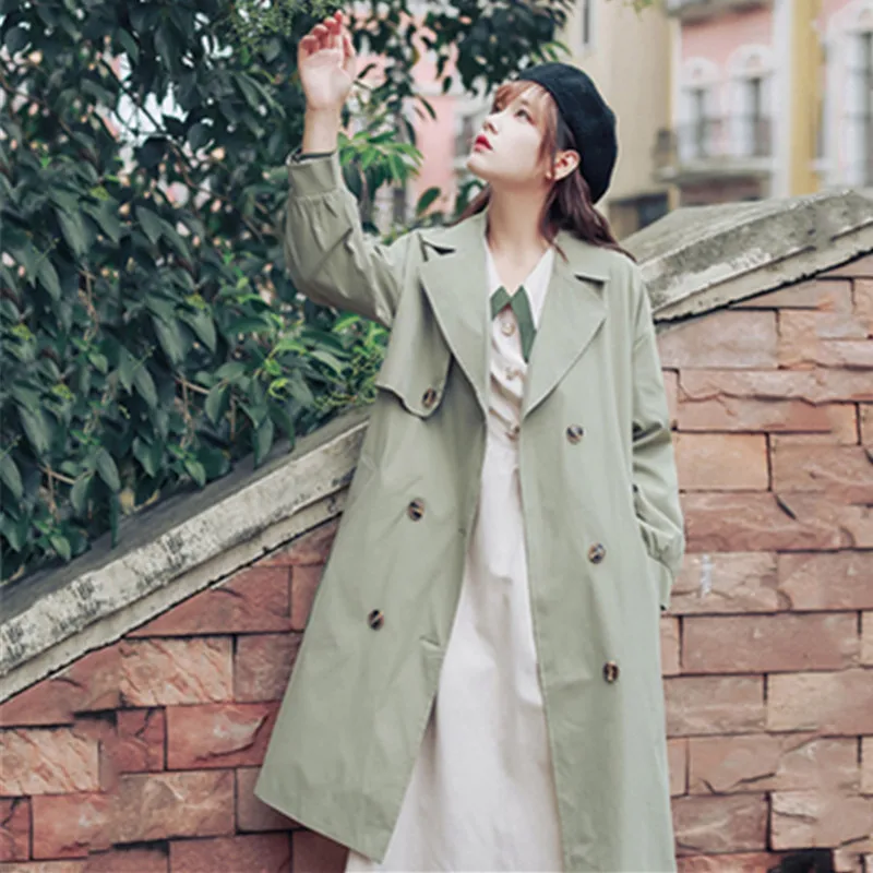 Vintage Long-sleeve Trench coat Women Spring autumn Mid-length Loose Double breasted Belt casual Windbreaker Outerwear Female
Vintage Long-sleeve Trench coat Women Spring autumn Mid-length Loose Double breasted Belt casual Windbreaker Outerwear Female