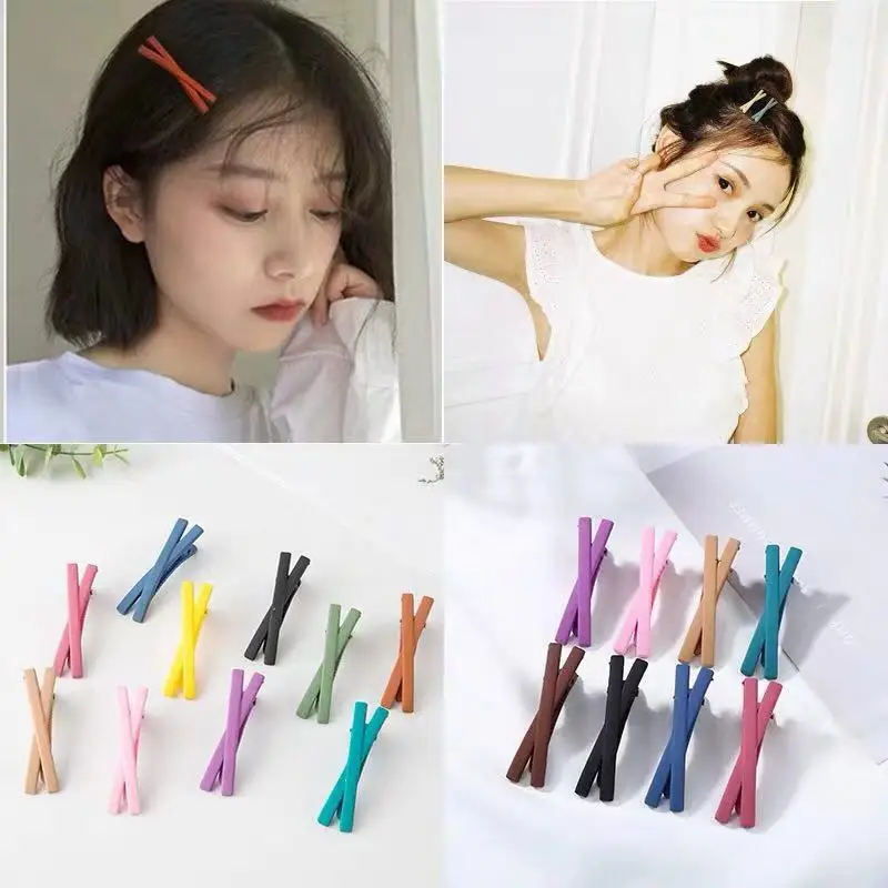 

Girly Hairpin Candy Color Cross Side Clip Korean Bundle Hair Accessories Bangs Barrette Simple Fashion Hairclips Headdress Women