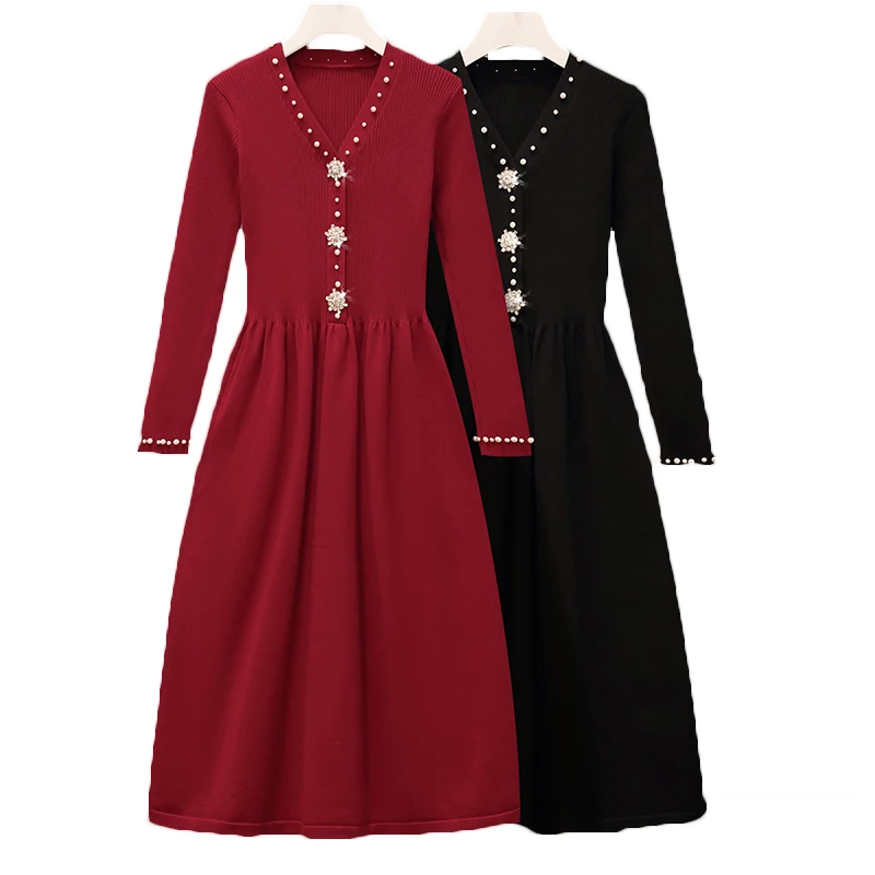 2022 New Autumn Winter Dress 5XL Women's Clothing Spring V-neck Slim Knitted Sweater Dress B735
2022 New Autumn Winter Dress 5XL Women's Clothing Spring V-neck Slim Knitted Sweater Dress B735