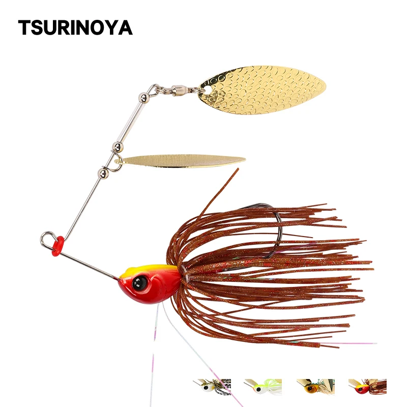 

TSURINOYA Buzzbait Metal Fishing Lure 12g 18g Rubber Skirt Metal Spoon Jig Lures Sequines Jig Head Bass Pike Lure Spinner Baits