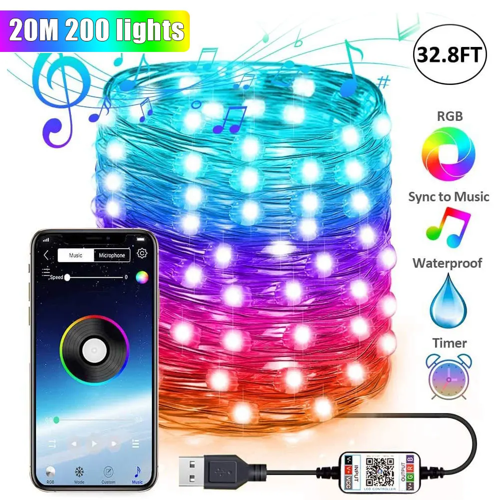 Smart LED Strip Lights Bluetooth App Control String Light Lamp Waterproof Outdoor For Home Bedroom Christmas Decorations Tree
Smart LED Strip Lights Bluetooth App Control String Light Lamp Waterproof Outdoor For Home Bedroom Christmas Decorations Tree