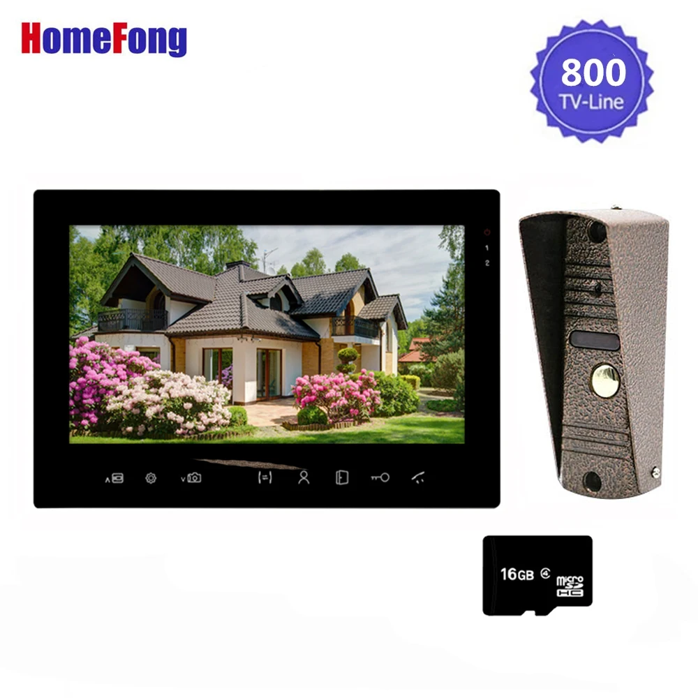 

Домофон Homefong, 7-дюймовый проводной видеодомофон, монитор 800TVL, дверной звонок, домашняя система безопасности, разблокировка с записью движен...